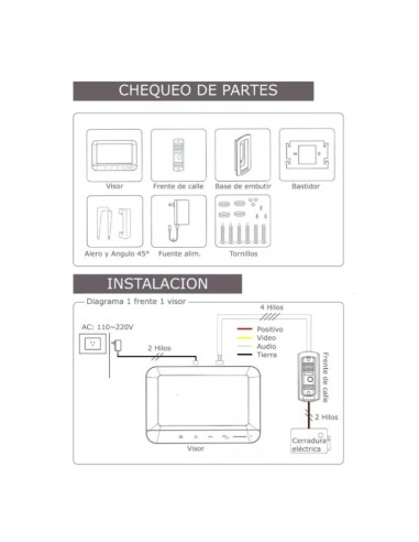 PORTERO VIDEO HINTERCOM COLOR 7" LCD MANOS LIBRES