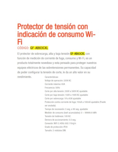 PROTECTOR TENSION + MEDIDOR MONOF GRALF SMART WIFI