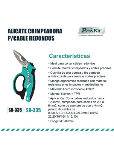 ALICATE TIJERA P/CAB.RED. PROSKIT SR-335