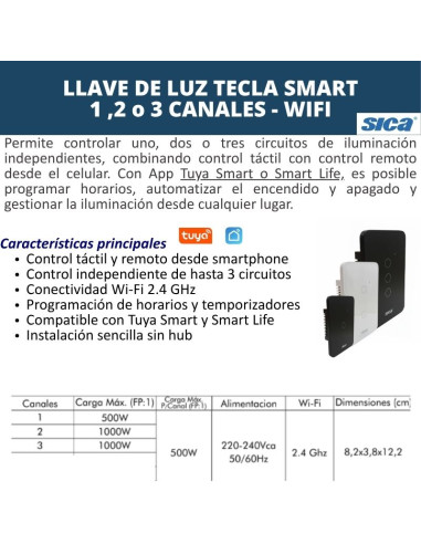 LLAVE SICA SMART NEGRO 2 EFECTO TOUCH