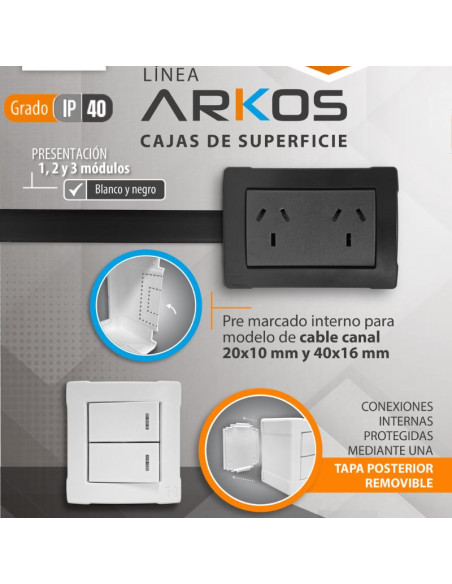 BASE KALOP ARKOS 1 MODULO IP40 NEGRO