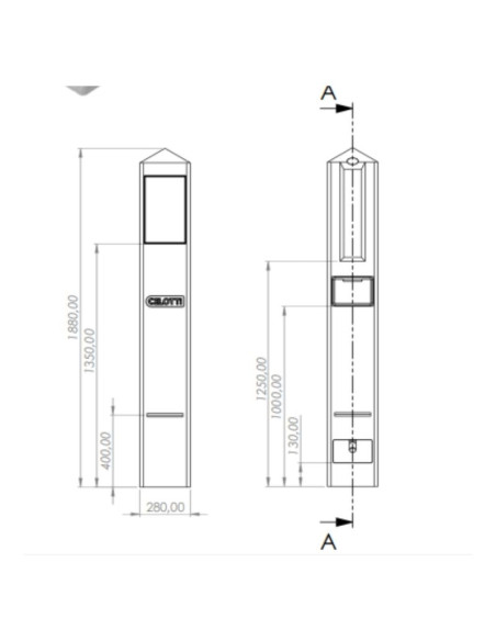 PILAR PREMOLDEADO TRIFAS SIMPLE C/ CAJA MED Y TMG T9.