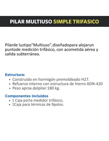 PILAR PREMOLDEADO TRIFAS SIMPLE C/ CAJA MED Y TMG T9.