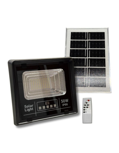PROYECTOR REFLECTOR LED SOLAR  50W LUZ FRIA IP65