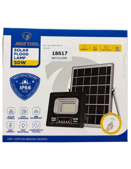 PROYECTOR REFLECTOR LED SOLAR  50W LUZ FRIA IP65