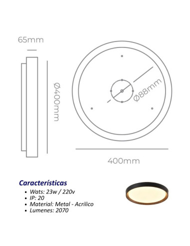 PLAFON LED ALEC 23W 3000K 40CM BLANCO CANDIL
