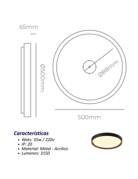 PLAFON LED ALEC 35W 3000K 50CM BLANCO CANDIL