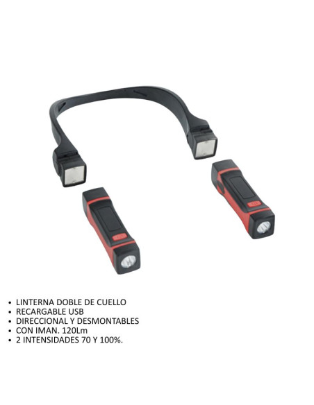 LINTERNA LED CUELLO RECARGABLE DESMONT.C/ IMAN