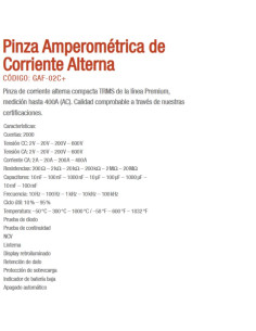 PINZA AMPEROMETRICA GRALF GAF-02C+ TRUE RMS 2