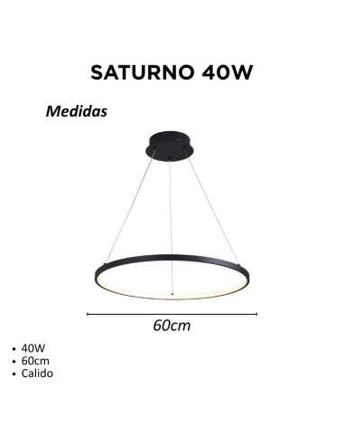 COLGANTE SATURNO 60CM 40W LUZ CALIDA NEGRO
