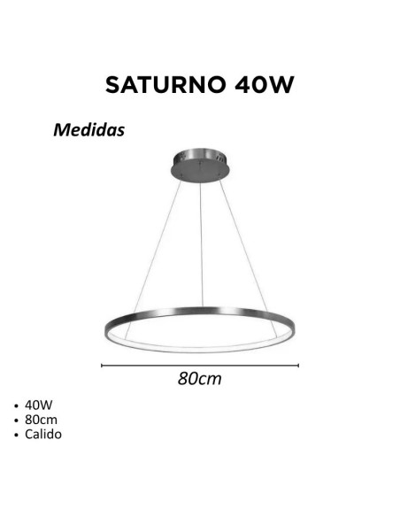COLGANTE SATURNO 80CM 40W LUZ CALIDA PLATIL