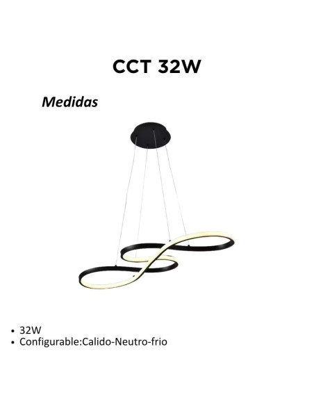 COLGANTE DECO CCT 32W NEGRO LUZ CAL/NEU/FRIA
