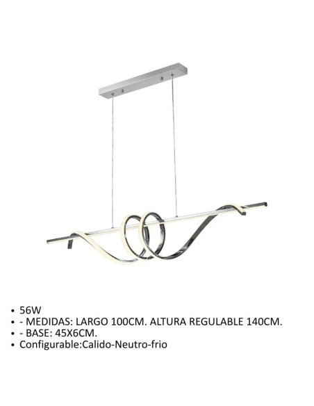 COLGANTE DECO CCT 56W CROMO LUZ CAL/NEU/FRIA