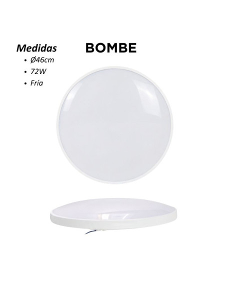 PLAFON REDONDO BOMBE 72W BLANCO LUZ FRIA 6500K 46CM