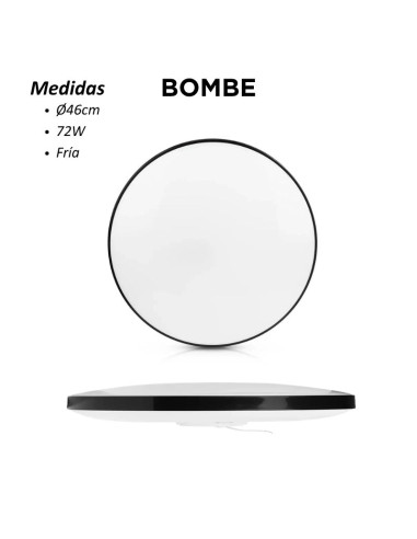 PLAFON REDONDO BOMBE 72W NEGRO LUZ FRIA 6500K 46CM