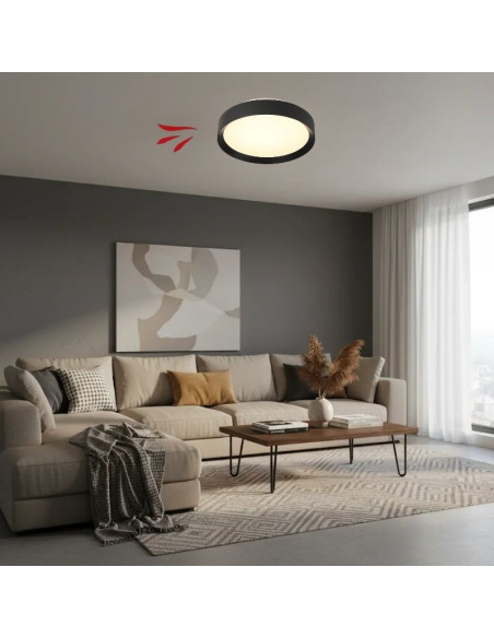 PLAFON REDONDO CAMBOYA 40W NEGRO CAL/NEU/FRIA 45CM DIMMER