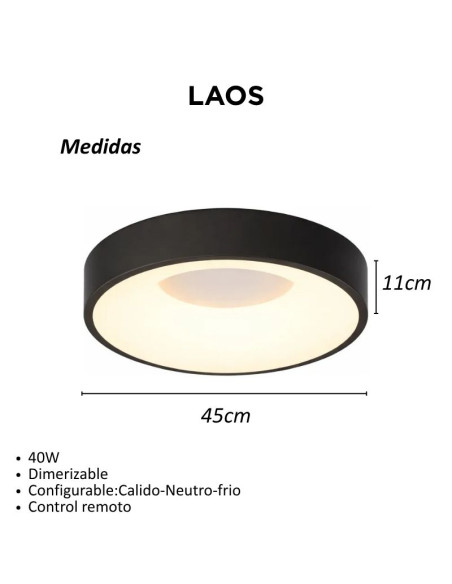 PLAFON RED. LAOS 40W NG CAL/NEU/FRIA 45CM DIMMER Y CONTROL
