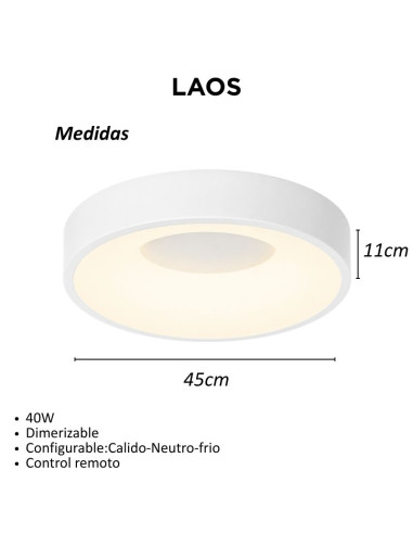 PLAFON RED. LAOS 40W BL CAL/NEU/FRIA 45CM...