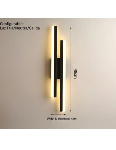 APLIQUE LED CCT 20W NEGRO LUZ CALIDO NEUTRO FRIO