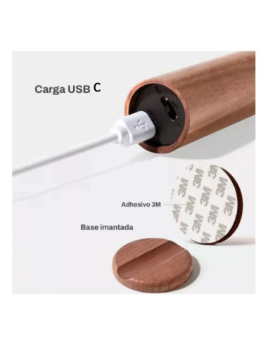 APLIQUE PARED MAGNETICO USB SENSOR MOV 6500K NEGRO