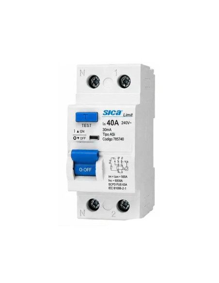 INTERRUPTOR DIFERENCIAL SUPERINMUNIZADO SICA 2X40A 30MA