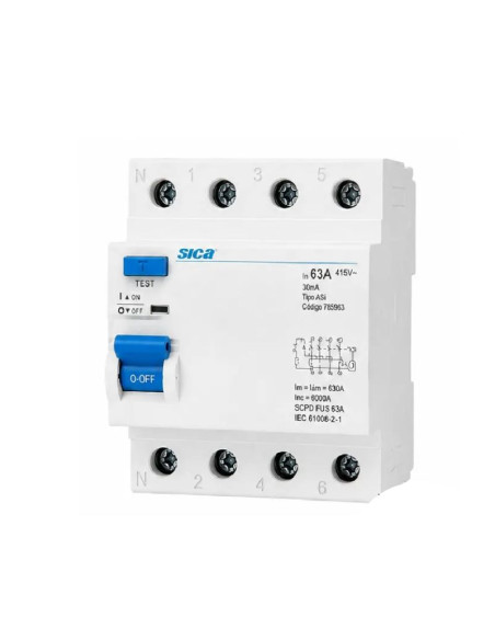 INTERRUPTOR DIFERENCIAL SUPERINMUNIZADO SICA 4X63A 30MA