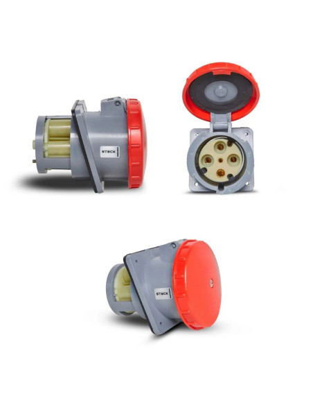 BASE INDUSTRIAL STECK EMB HEMBRA 125A IP44 3P+T ROJO