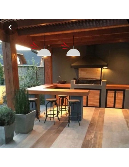 COLGANTE MEDIA ESFERA 30CM E27 CHAPA COBRE BLANCO