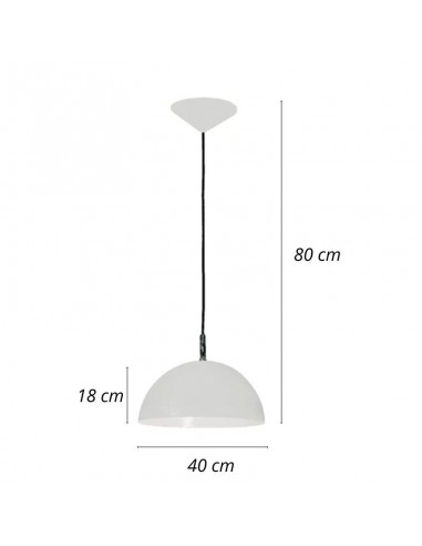 COLGANTE MEDIA ESFERA 30CM E27 CHAPA COBRE BLANCO
