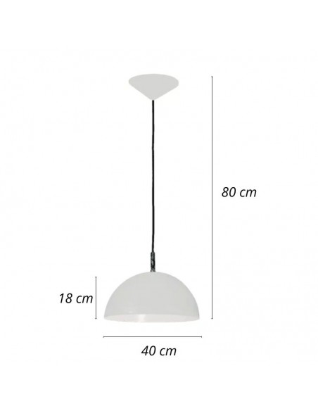 COLGANTE MEDIA ESFERA 30CM E27 CHAPA COBRE BLANCO