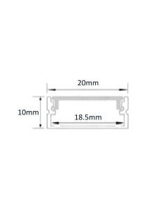 PERFIL PARA TIRA LED ALUMINIO APLICAR 2M SIN ACCESORIOS 2