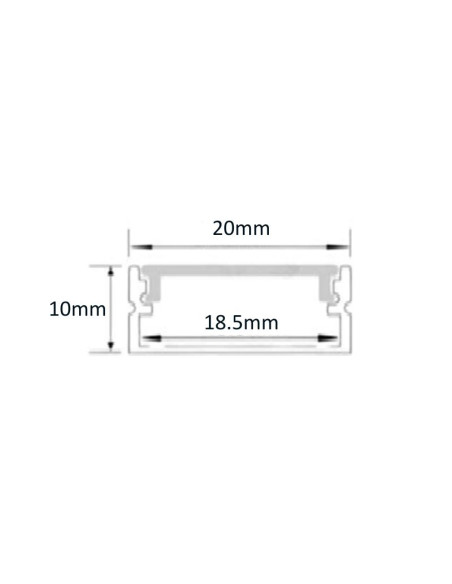 PERFIL PARA TIRA LED ALUMINIO APLICAR 2M SIN ACCESORIOS