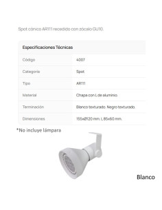 CABEZAL AR111 ALUMINIO BLANCO TEXT 4007 2