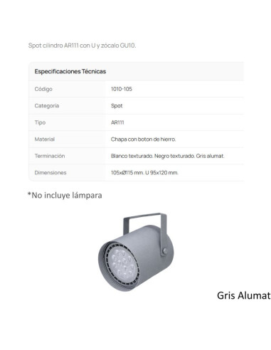 CABEZAL AR111 CILINDRICO ALUMAT 1010