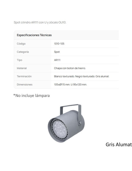CABEZAL AR111 CILINDRICO ALUMAT 1010