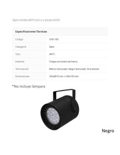 CABEZAL AR111 CILINDRICO NEGRO 1010 2