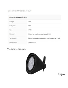 CABEZAL AR111 CONICO NEGRO 2