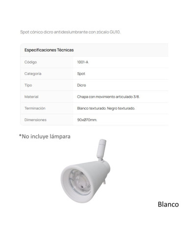 CABEZAL DICRO CONICO 101 BLANCO TEXT
