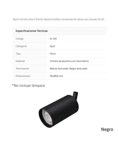 CABEZAL DICRO CILINDRICO M-100 NEGRO TEXT