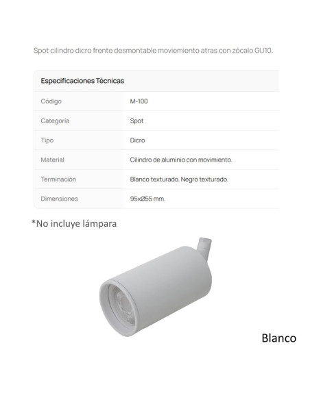 CABEZAL DICRO CILINDRICO M-100 BLANCO TEXT