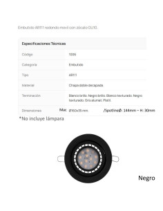 SPOT EMBUTIR AR111 MOVIL REDONDO NEGRO TEXT 2