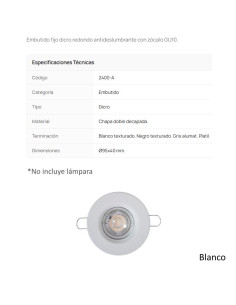 SPOT EMBUTIR DICRO FIJO REDONDO ANTIDESLUMB BLANCO TEXT 2