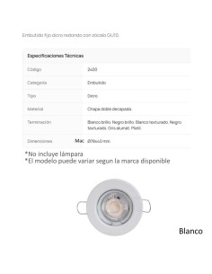 SPOT EMBUTIR DICRO FIJO REDONDO BLANCO LISO 2