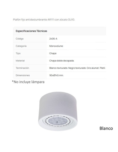 SPOT MONOVOLUMEN AR111 FIJO BLANCO