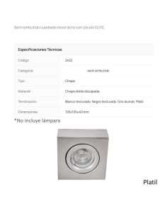 SPOT SEMI EMBUTIR DICRO MOVIL CUADRADO PLATIL 2