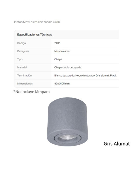SPOT MONOVOLUMEN DICRO MOVIL GRIS ALUMAT
