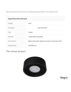 SPOT SEMI EMBUTIR AR111 MOVIL REDONDO NEGRO TEXT 2