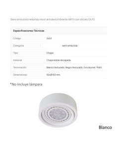 SPOT SEMI EMBUTIR AR111 MOVIL REDONDO BLANCO TEXT 2
