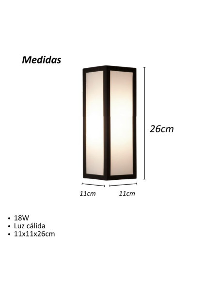 APLIQUE EXTERIOR MINIMAL LED 18W CALIDO NEGRO IP65