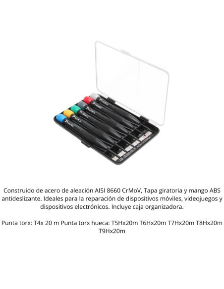 DESTORNILLADOR KIT 6 PIEZAS PERILLERO TORX PROSKIT